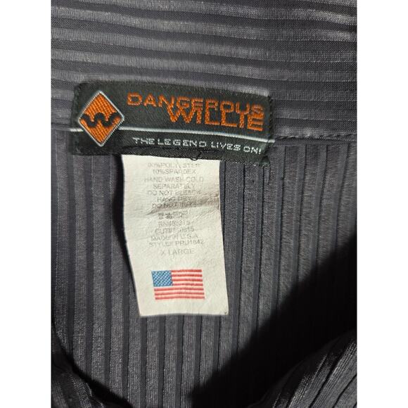 Dangerous Willie Men’s XL Gray Ribbed Liquid Knit 1/4 Zip Disco Shirt Vintage 90 - Picture 4 of 7